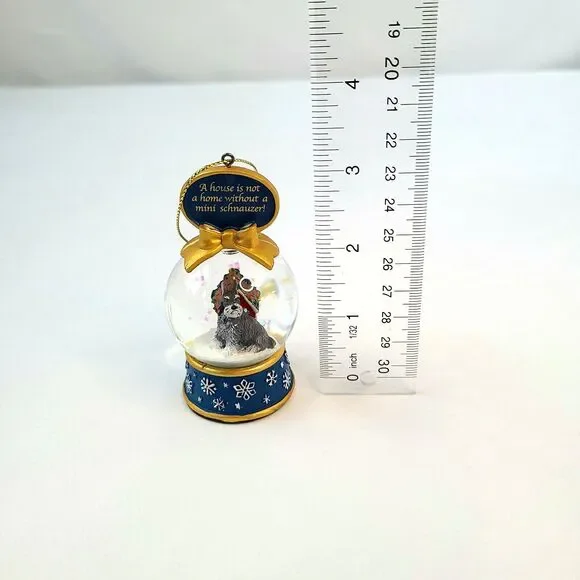 Danbury Mint Christmas Miniature Schnauzer Mini Snow Globe Ornament Dog House - Picture 11 of 11